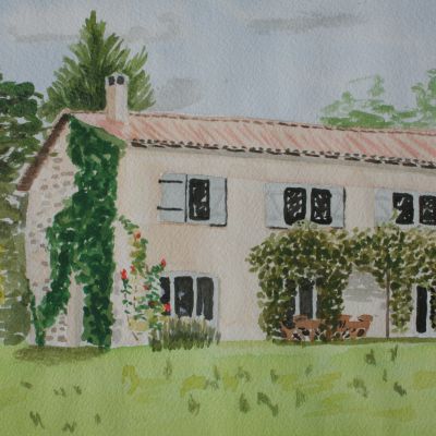 maison dans le Périgord - Dominique Cappelle (19cm X 24cm)
