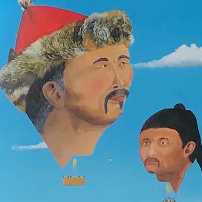 Lâcher de Mongols fiers - Dominique Cappelle (106 cm x 61 cm)